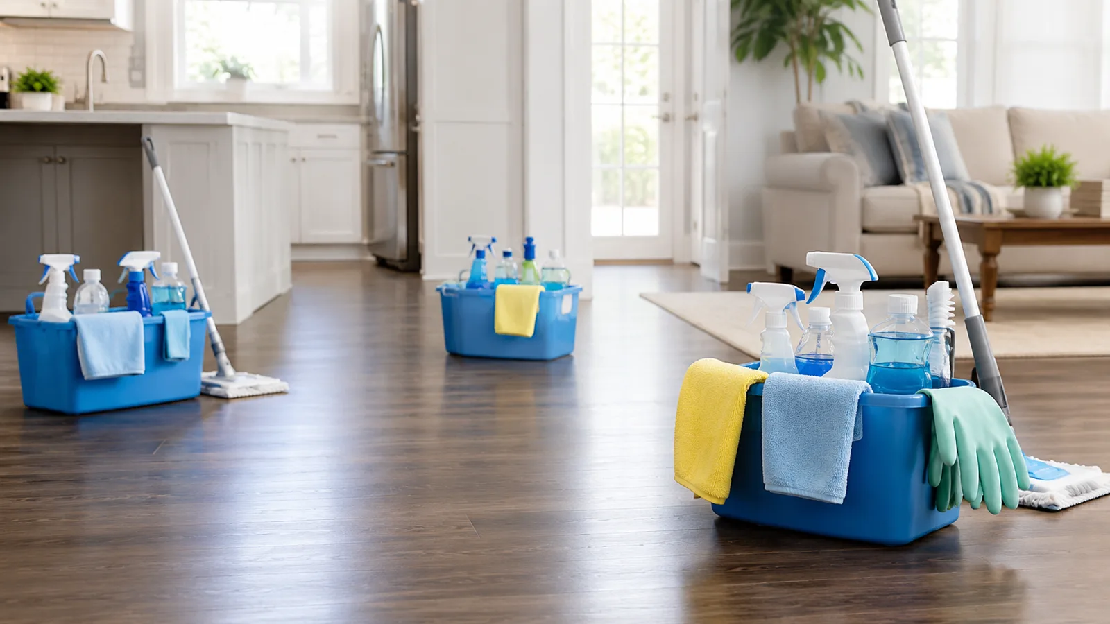 home cleaning in progress